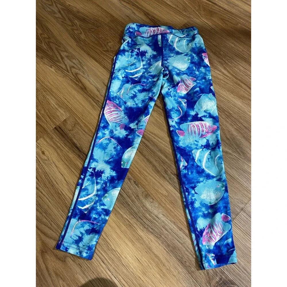 Champion Girl 7/8 Legging Blue Fish Pattern Polyester Spandex